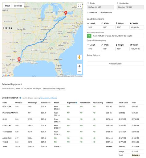 oversize load route maps.